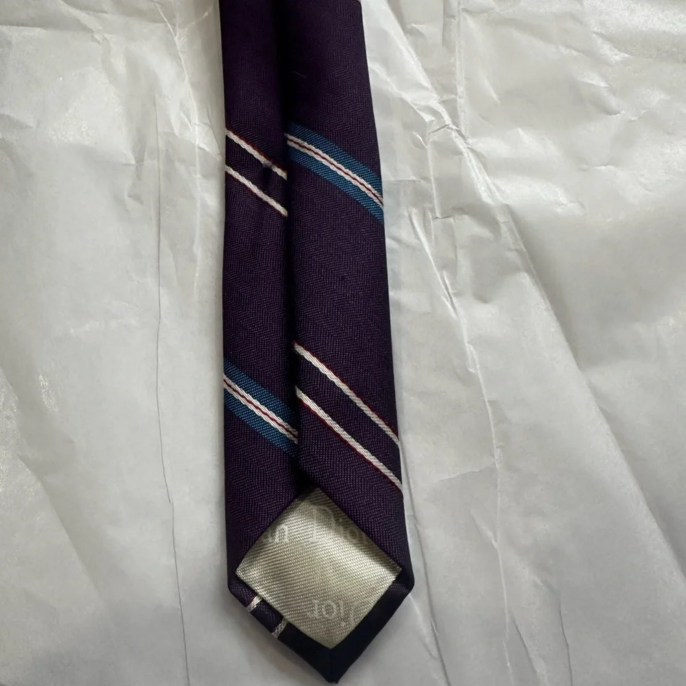 Christian Dior Mens Tie Purple Striped Made in Italy Designer Necktie